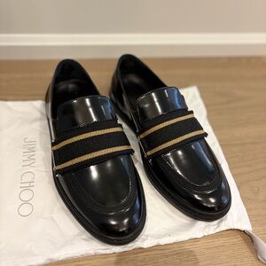 Jimmy Choo Black and Gold Unisex Loafers 39 new